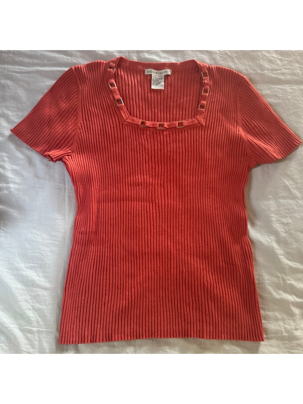 Vintage '90s Requirements Ribbed Rayon Nylon Top Coral Large